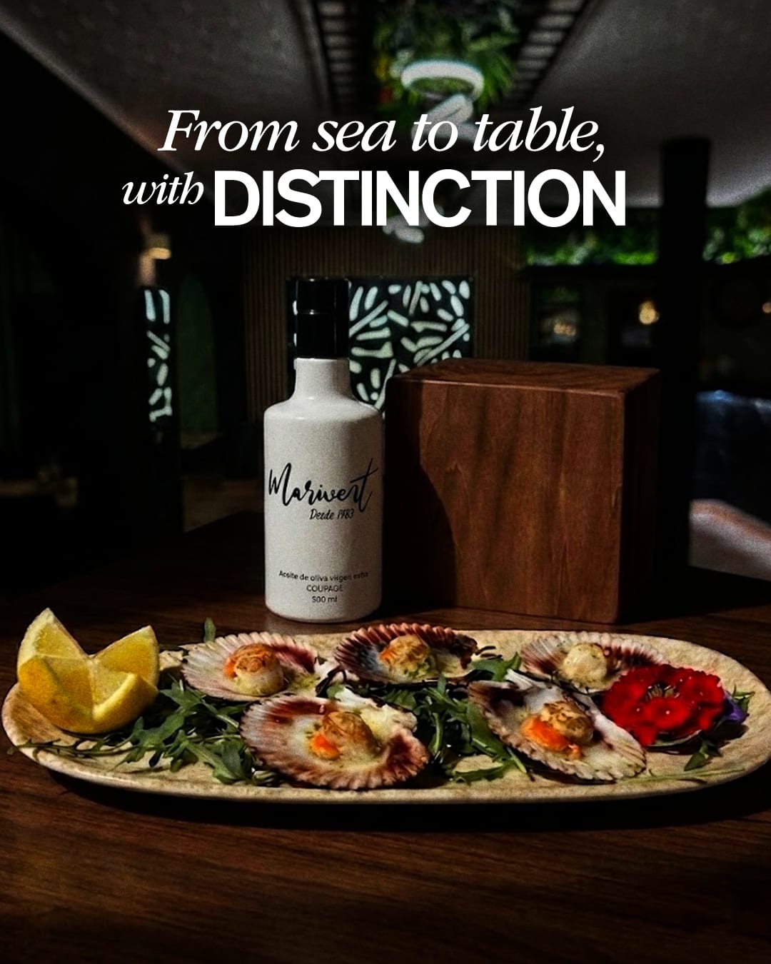 Vieiras a la plancha con aceite de oliva Marivent