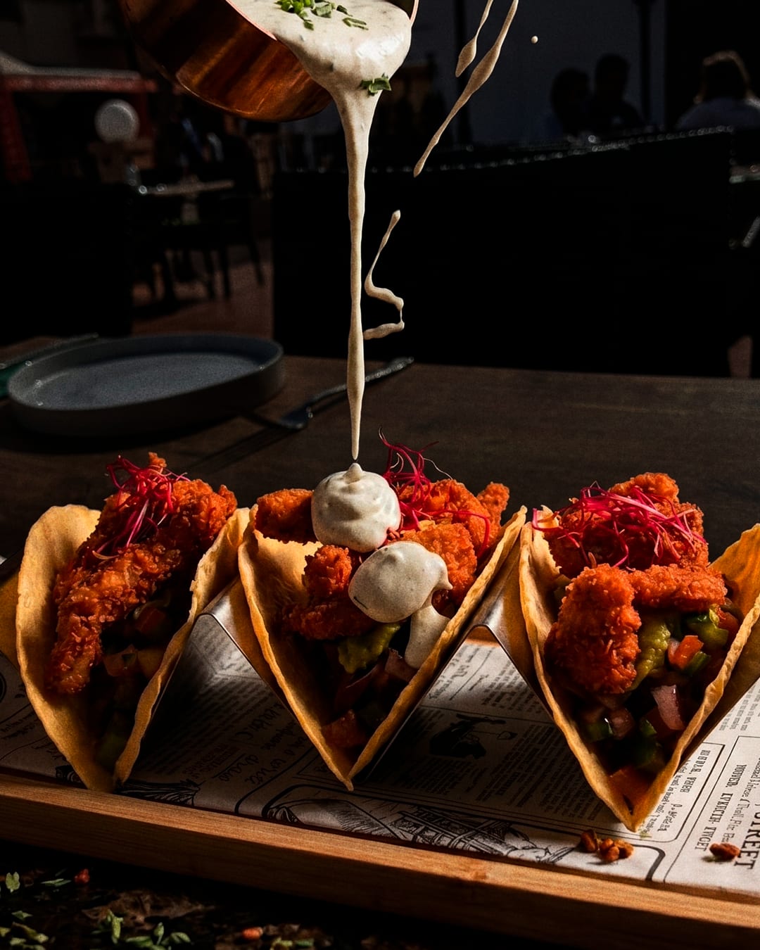 Tacos crujientes de pollo con pico de gallo del Restaurante Marivent