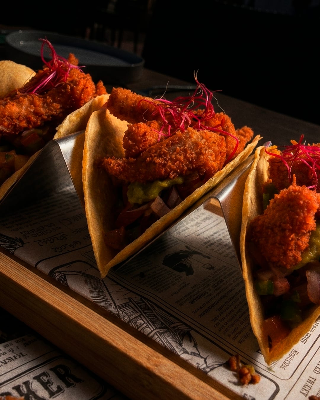 Detalle de los tacos crujientes del Restaurante Marivent
